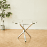 The Velets 36 Inches Luna Round Glass Top with Sturdy Chrome Legs